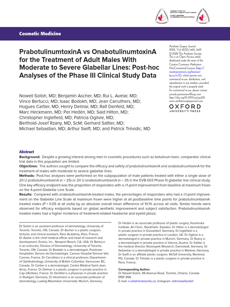 PrabotulinumtoxinA Versus Onab | PDF
