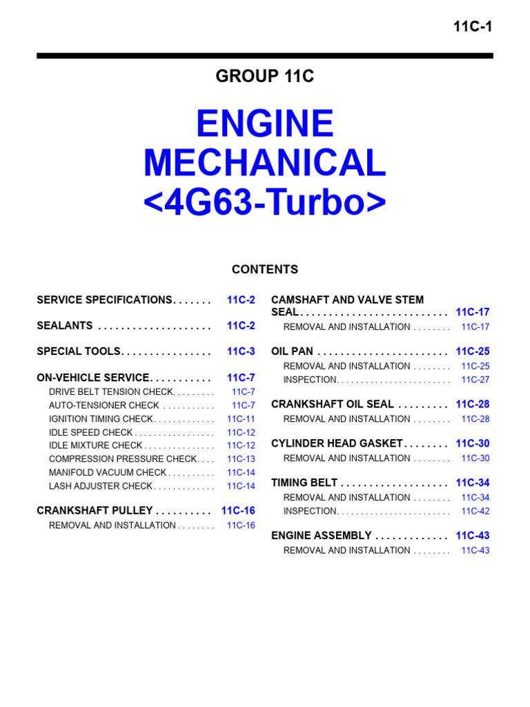 Engine Mechanical : Group 11C | PDF