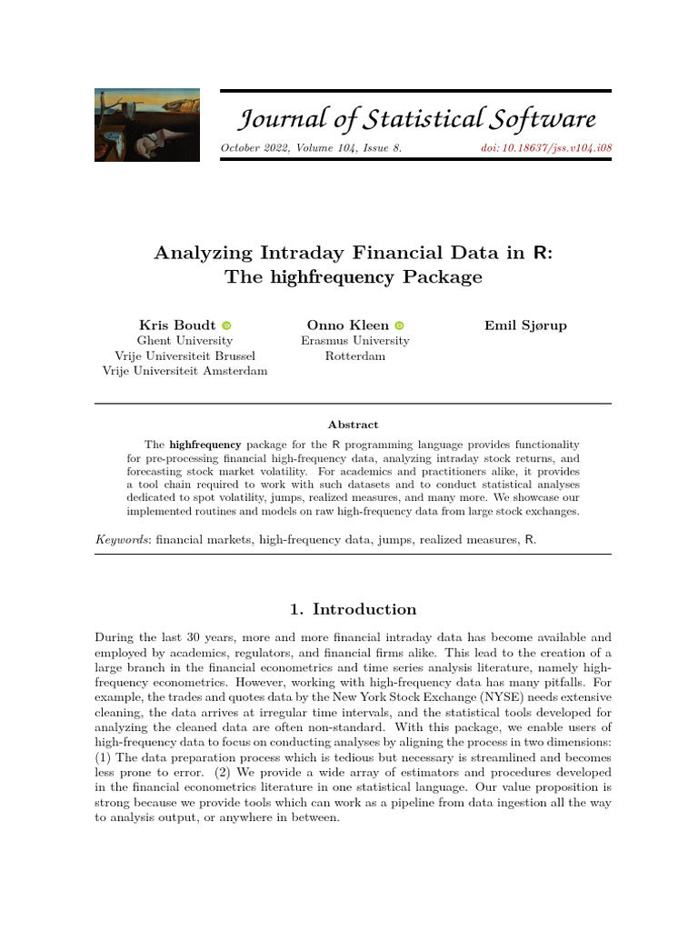 Analyzing Intraday Financial Data in R The Highfre | PDF