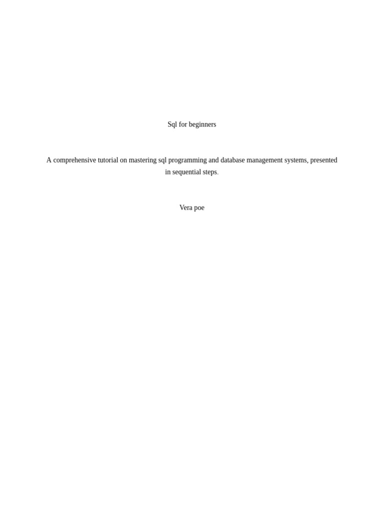 SQL For Beginner | PDF | Sql | Information Technology Management
