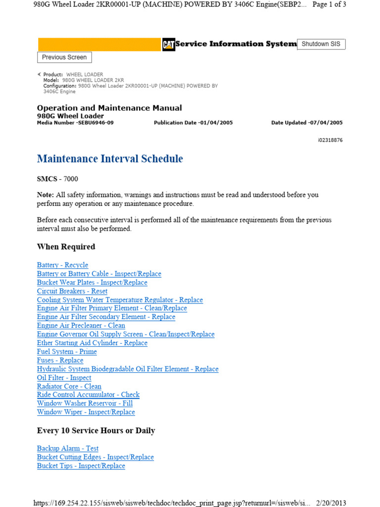 Operation and Maintenance Manual 980G WH | PDF