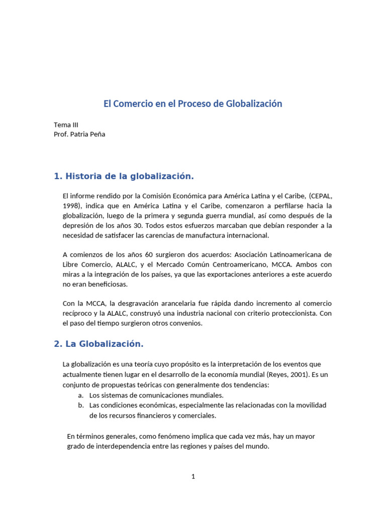 Comercio en El Proceso de Globalización | PDF