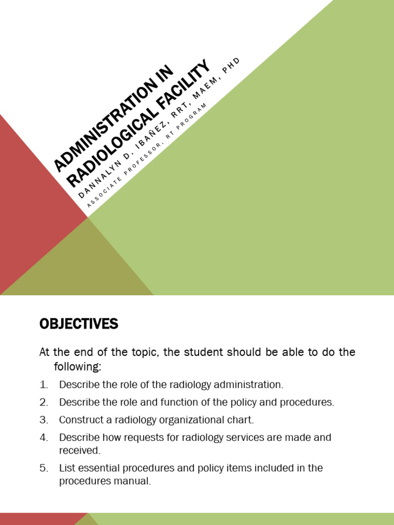 Lecture 5. Administration in Radiology - RT203 | PDF