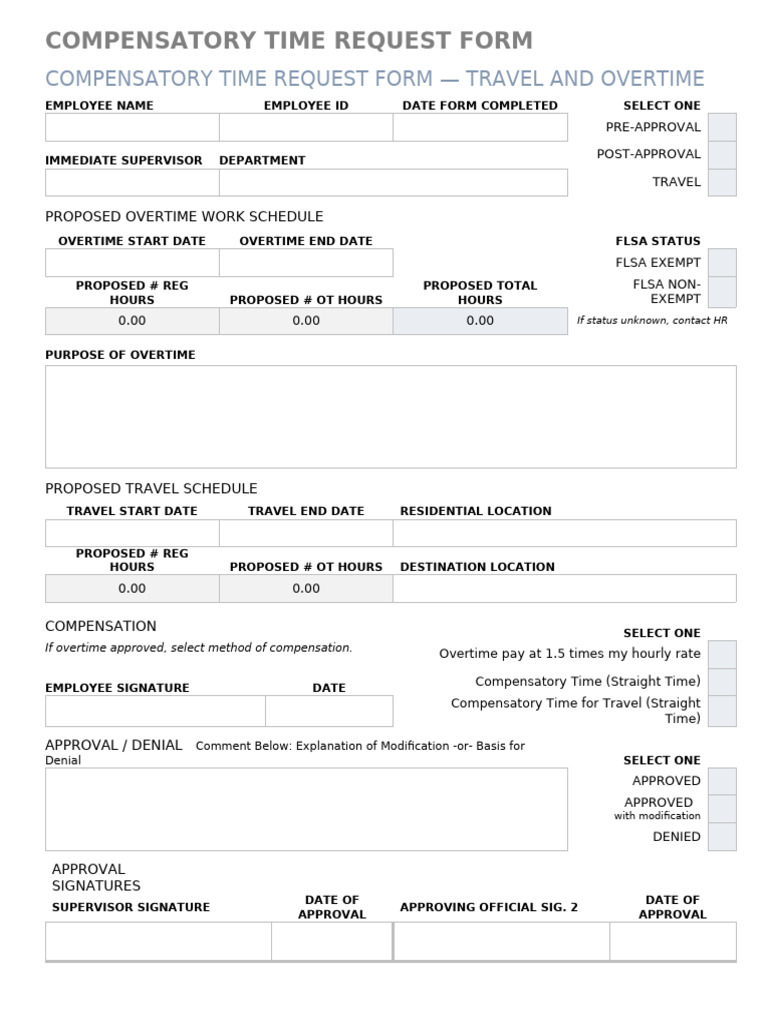 Bf-compensatory Time Request Form | PDF