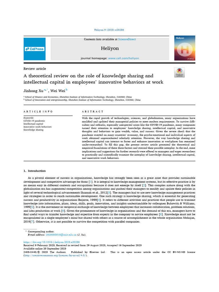 A Theoretical Review On The Role of Knowledge Sharing and Intellectual ...