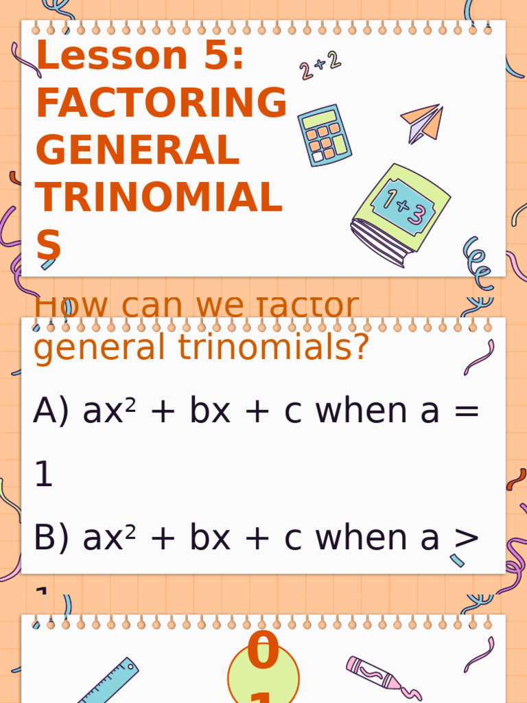 Lesson 5: Factoring General Trinomial S | PDF