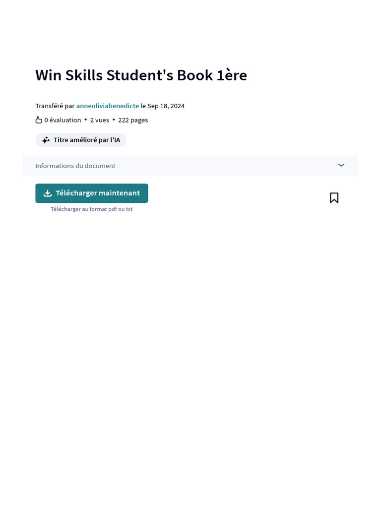Win Skills Student's Book 1ère - PDF | PDF