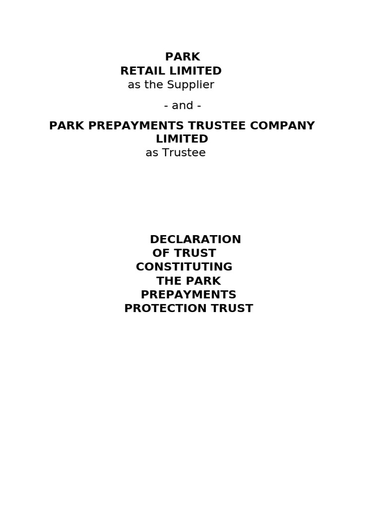 Declaration Of Trust Definition