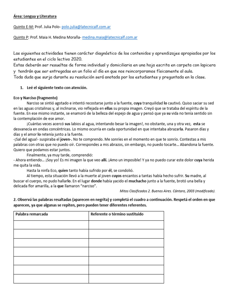 Lengua y literatura 5to | PDF