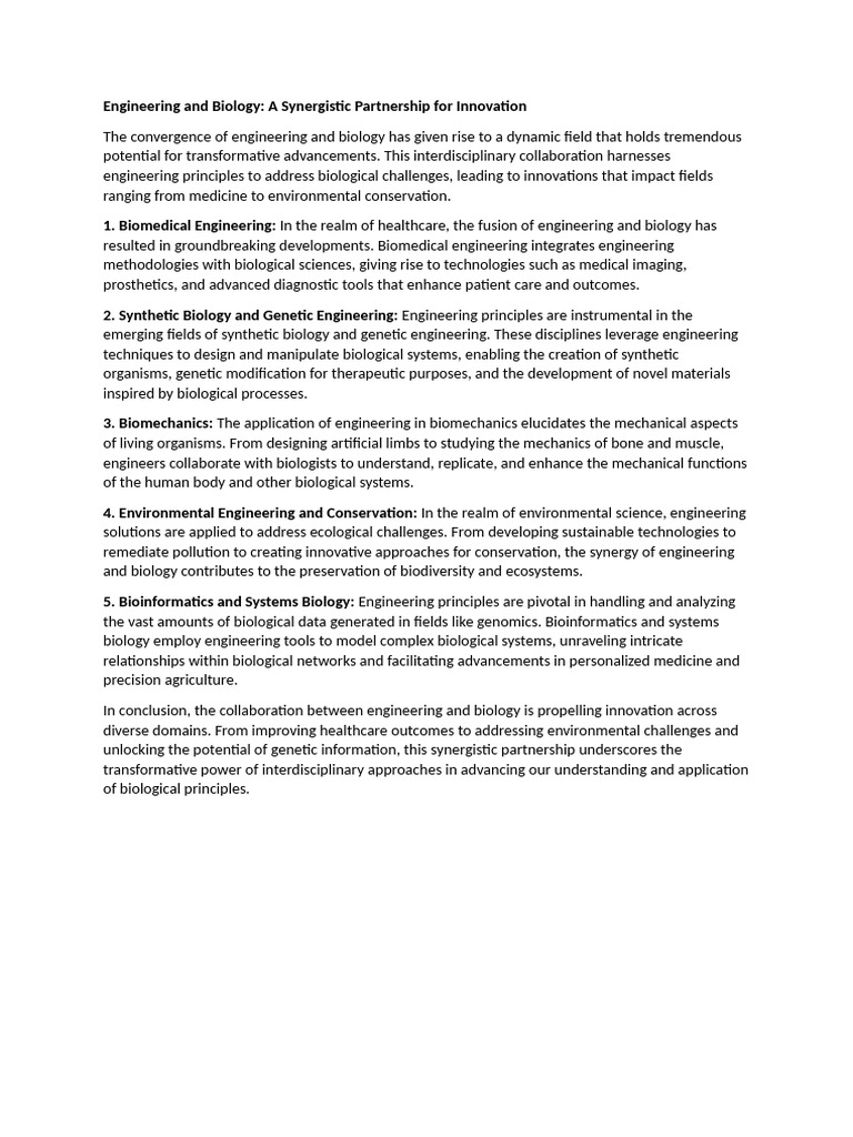 Engineering and Biology | PDF