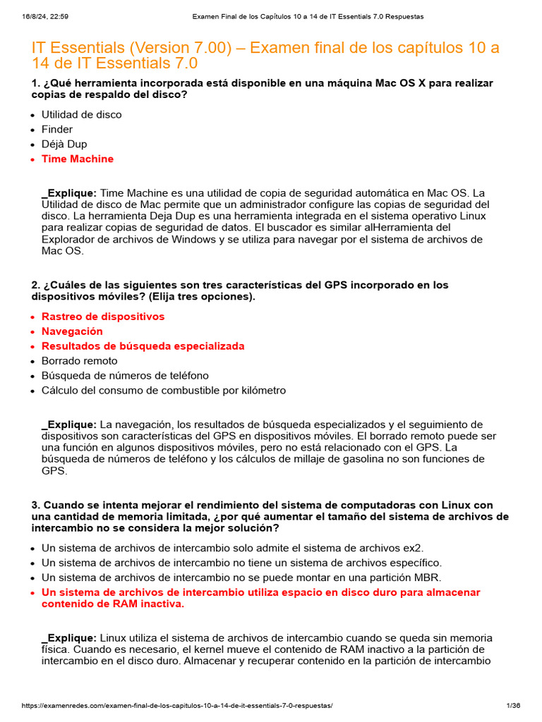 Examen final de los cap tulos 10 a 14 de it essentials 7 0 respuestas pdf