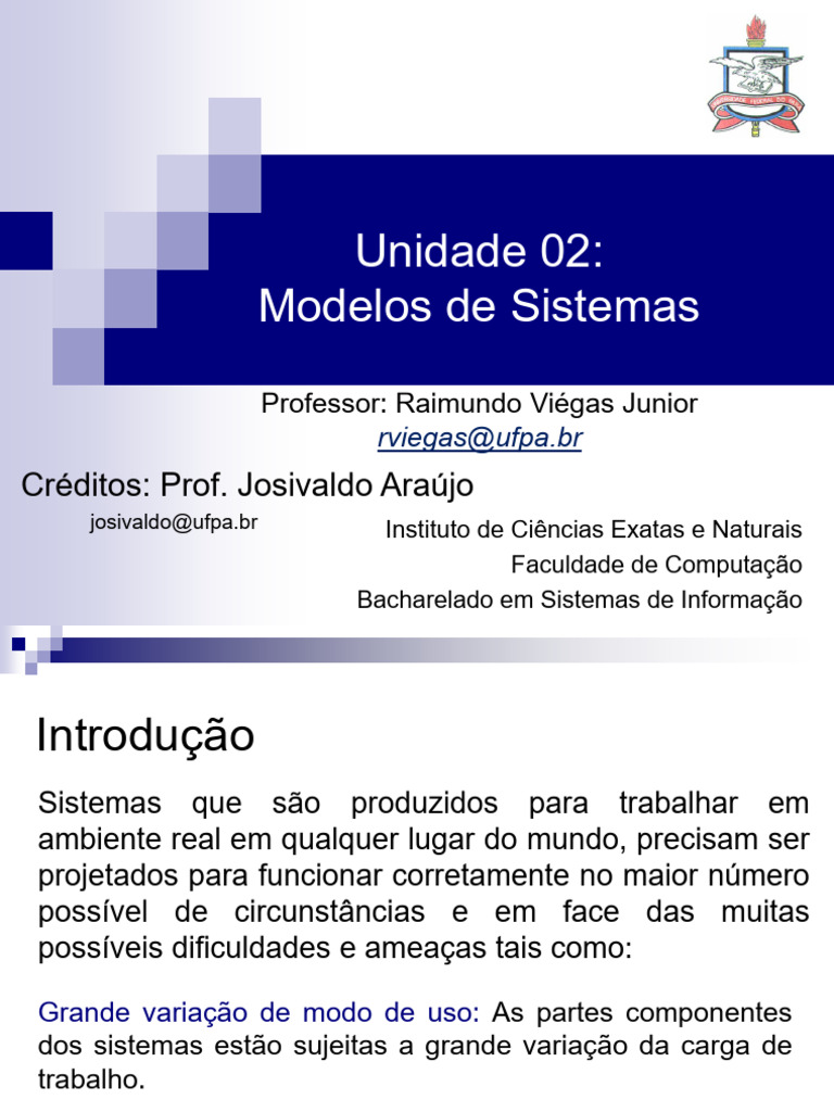 UNIDADE 02 - Modelos de Sistema | PDF