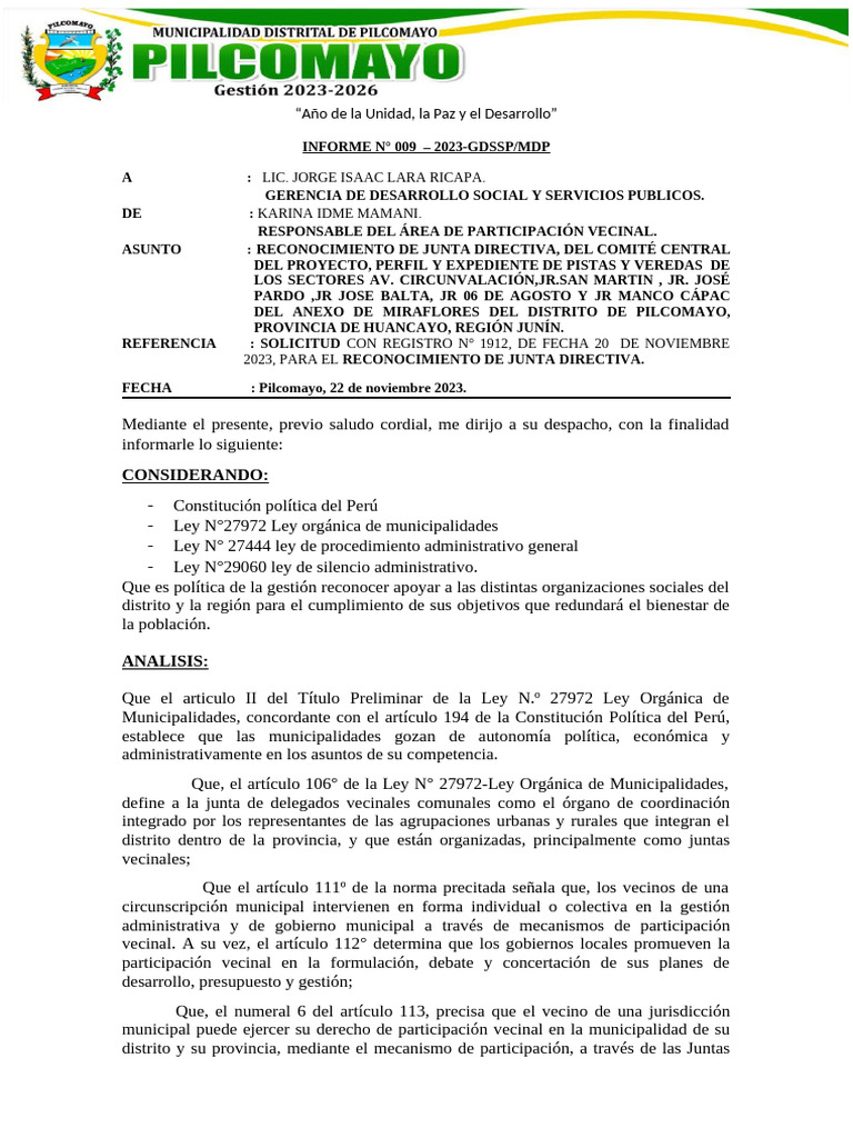 Informe 009 | PDF