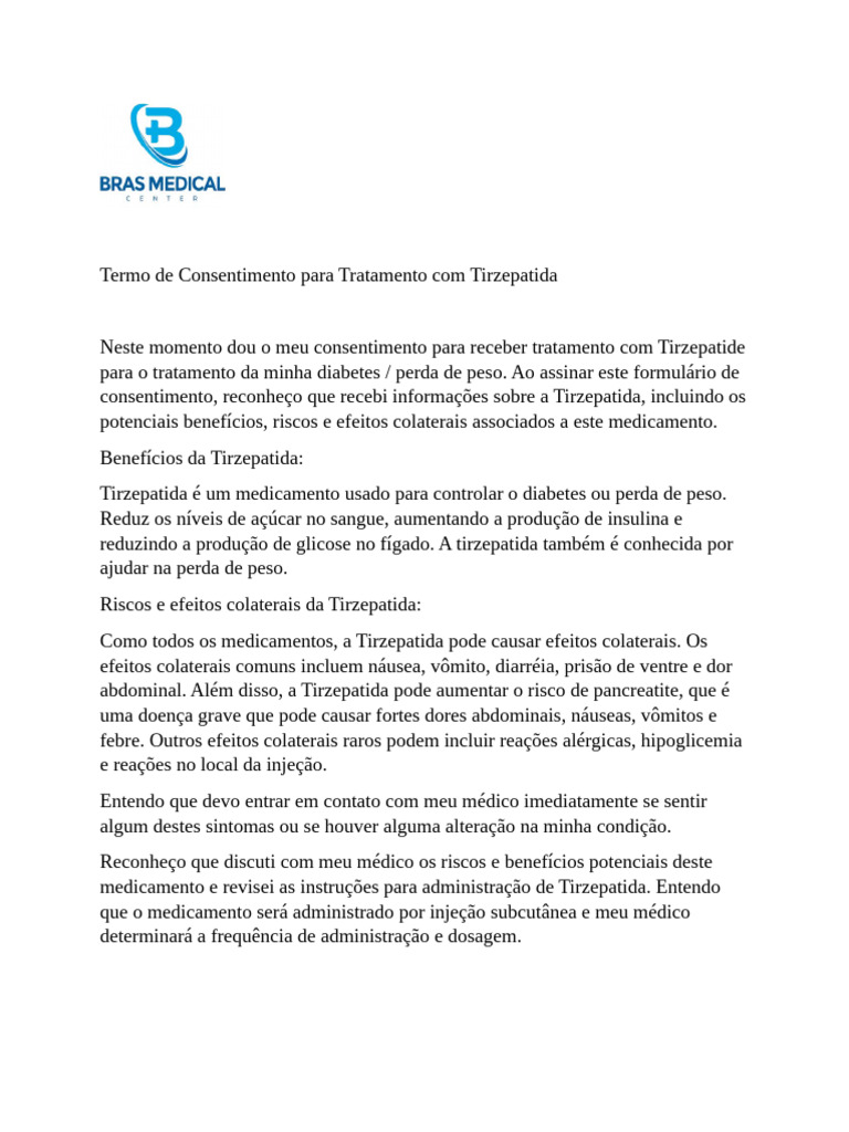 Termo de Consentimento - Tirzepatide | PDF