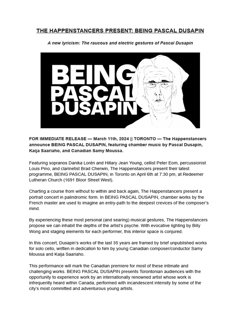 BEING PASCAL Press Release | PDF