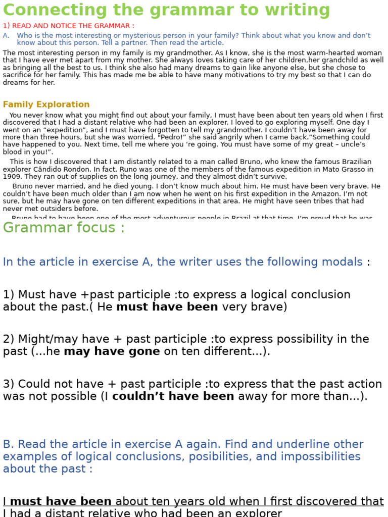 Connecting The Grammar To Writing. | PDF