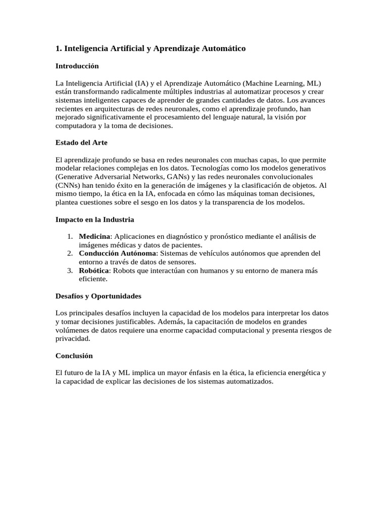 Inteligencia Artificial y Aprendizaje Automático | PDF
