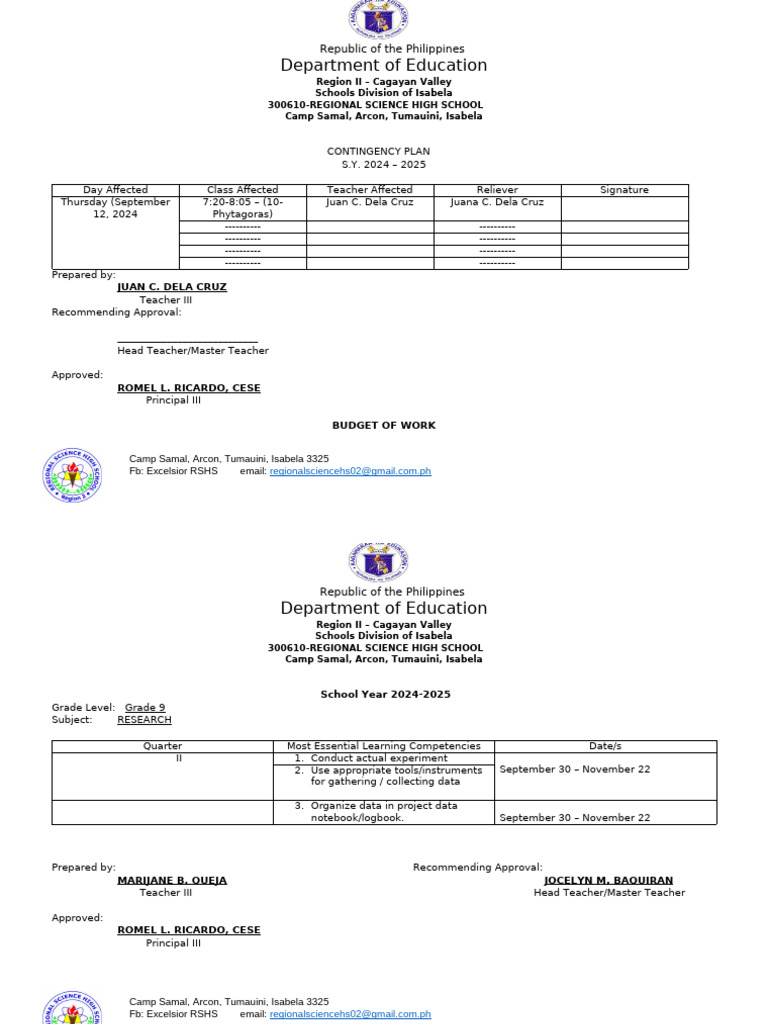 Contingency Plan | PDF
