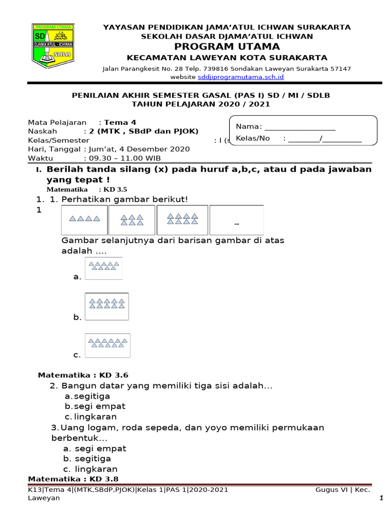 Indikator soal tema 4 naskah 2 kelas 2