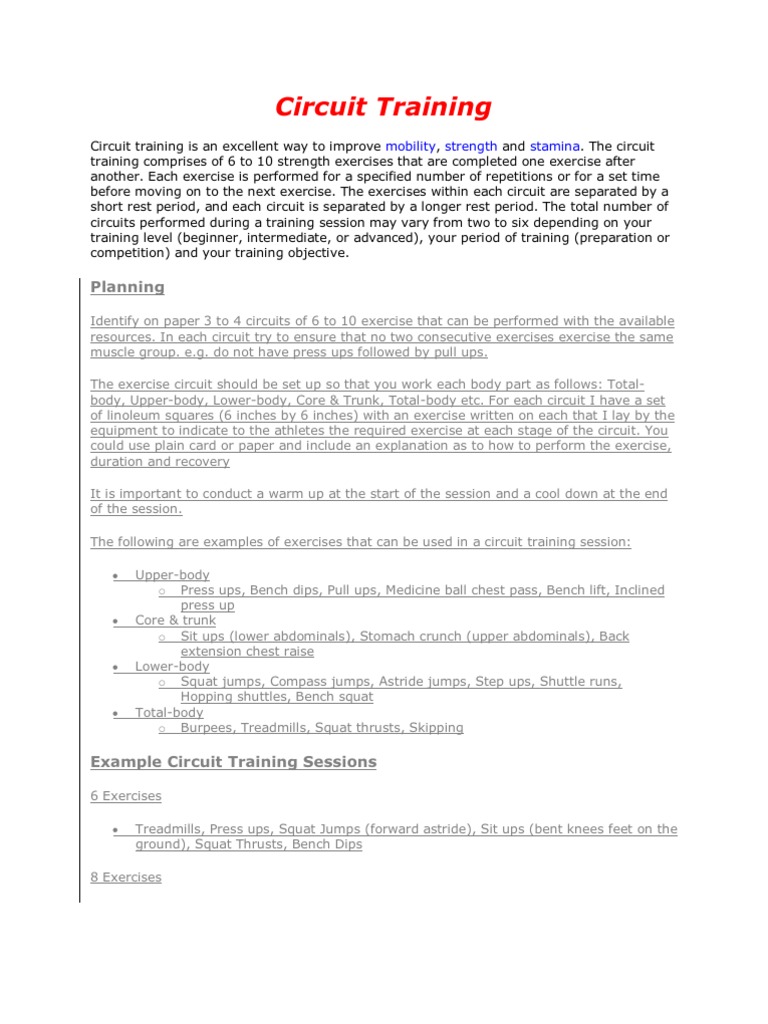 Circuit Training | PDF