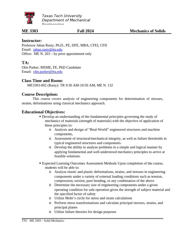 2024 Fall Me 3303 Syllabus Pdf