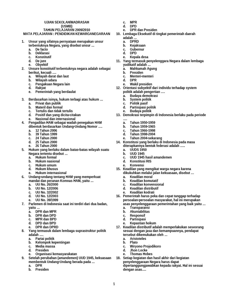 Soal US KWN 2010 | PDF