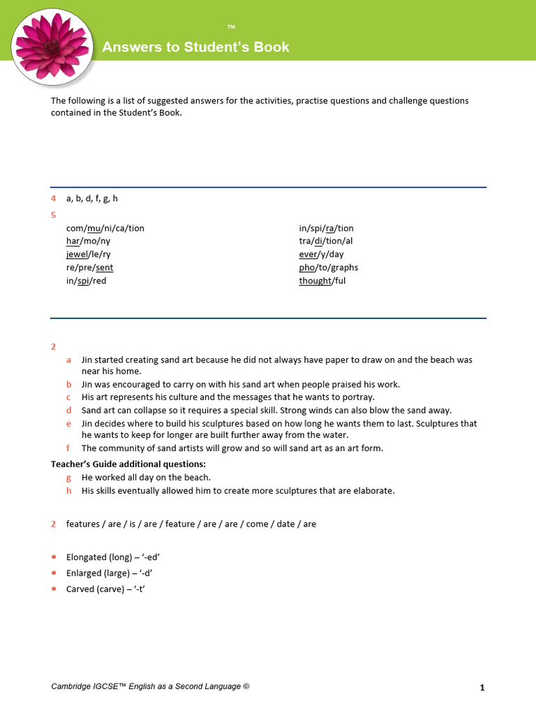 Answers To Student S Book | PDF
