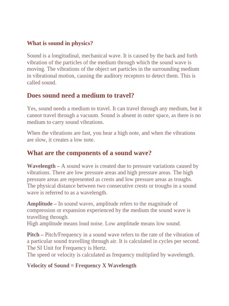 Basic Characteristics of Sound | PDF