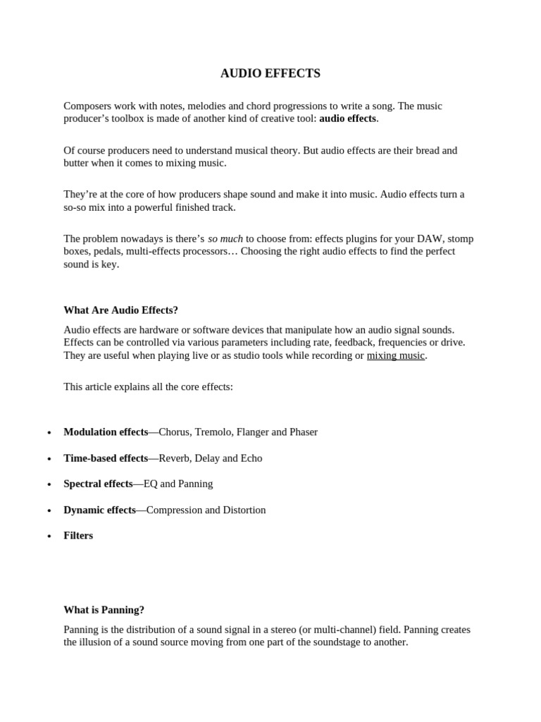 Audio Effects | PDF