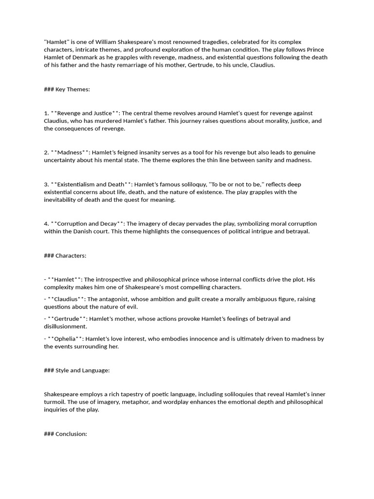 Hamlet Reviewer | PDF