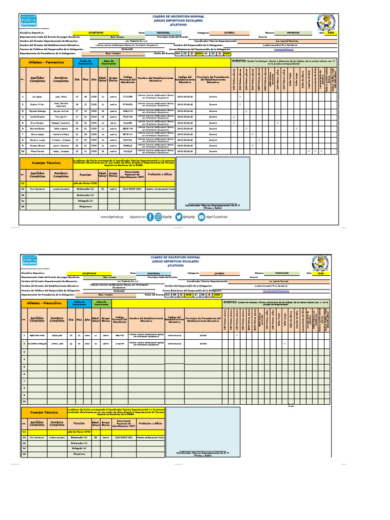 Cuadro de Atletismo Juvenil 2023 | PDF | Deporte del atletismo | Atletismo