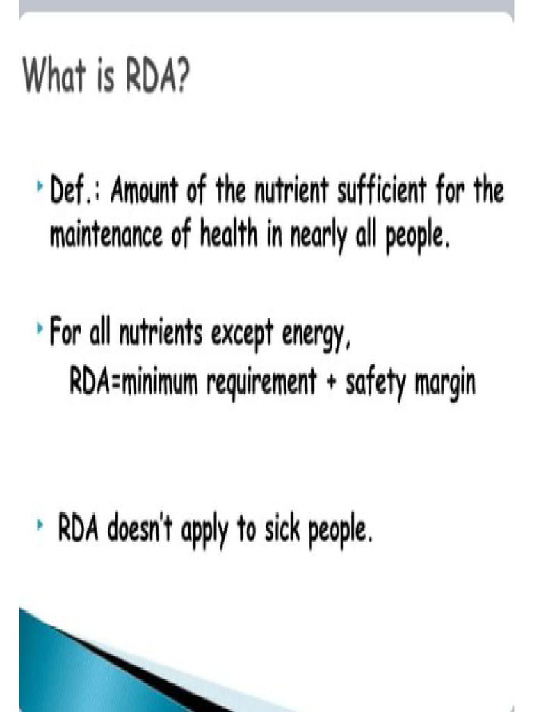 Recommended Dietary Allowance | PDF