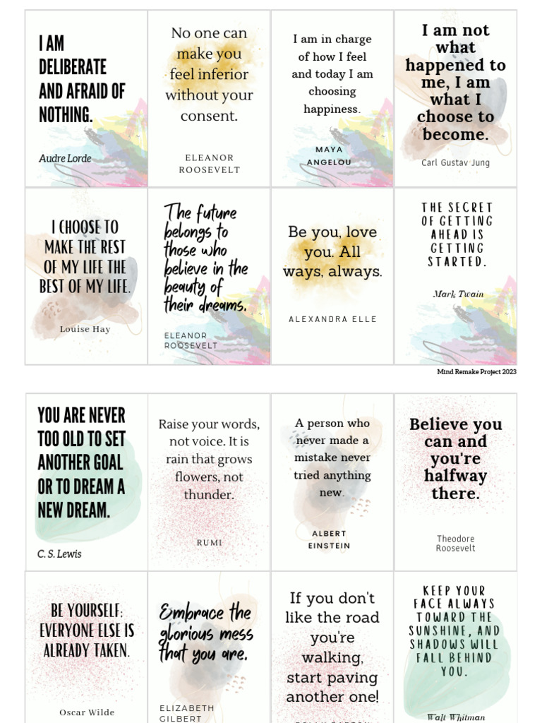 Inspirational Quote Affirmation Cards REVISED 8.8.23 | PDF