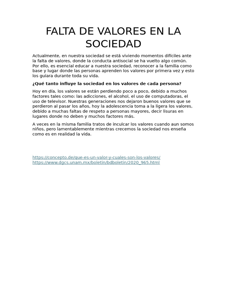 Crisis de valores en la sociedad actual | PDF | Ciencias sociales