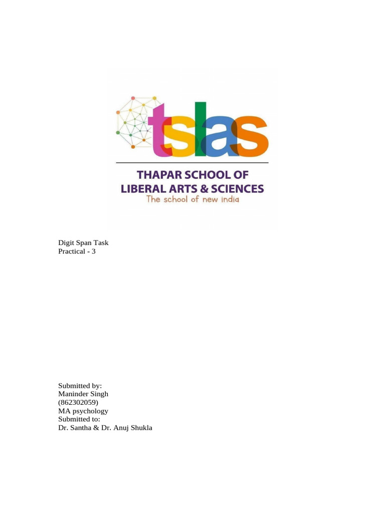 Digit Span Task 2059 | PDF