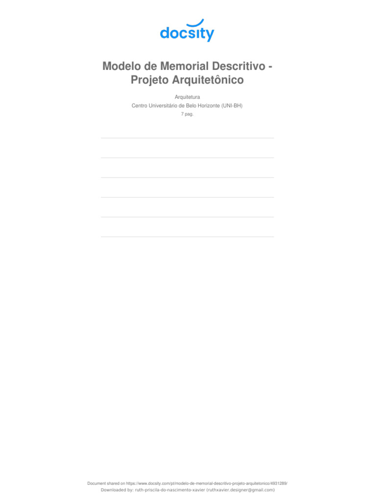 Modelo de Memorial Descritivo Projeto Arquitetonico | PDF