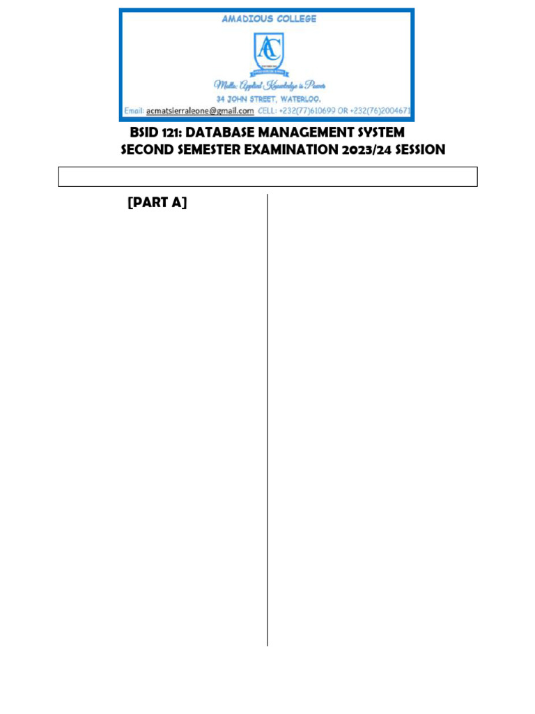Bsid 121 Database Management System | PDF