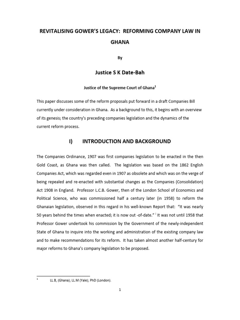Revitalising Gower's Legacy. Date-Bah | PDF | Financial Statement | Lawyer