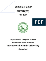 Sample Paper: MS/PHD (CS) Fall 2009