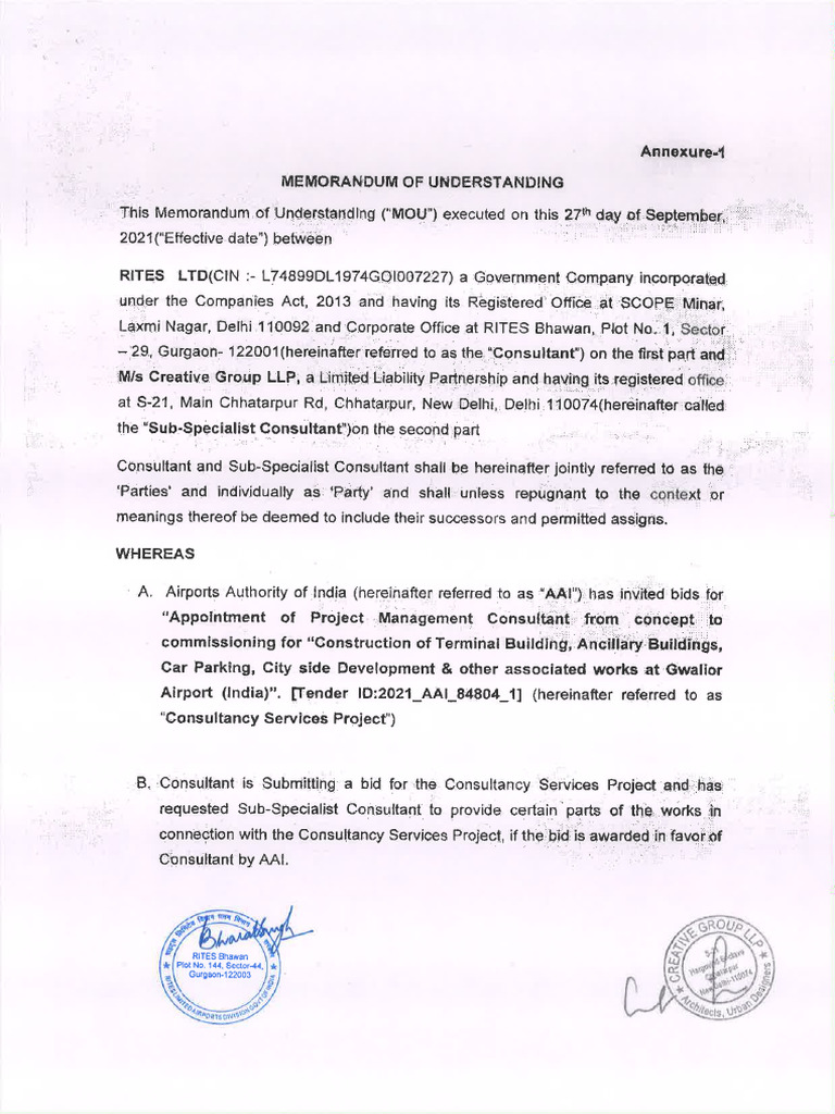 MoU Signed by Both Party | PDF