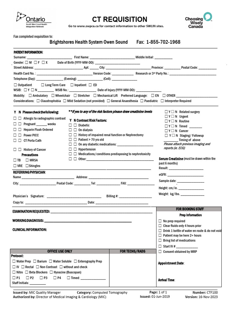CTF100 CT Requisition 002 | PDF