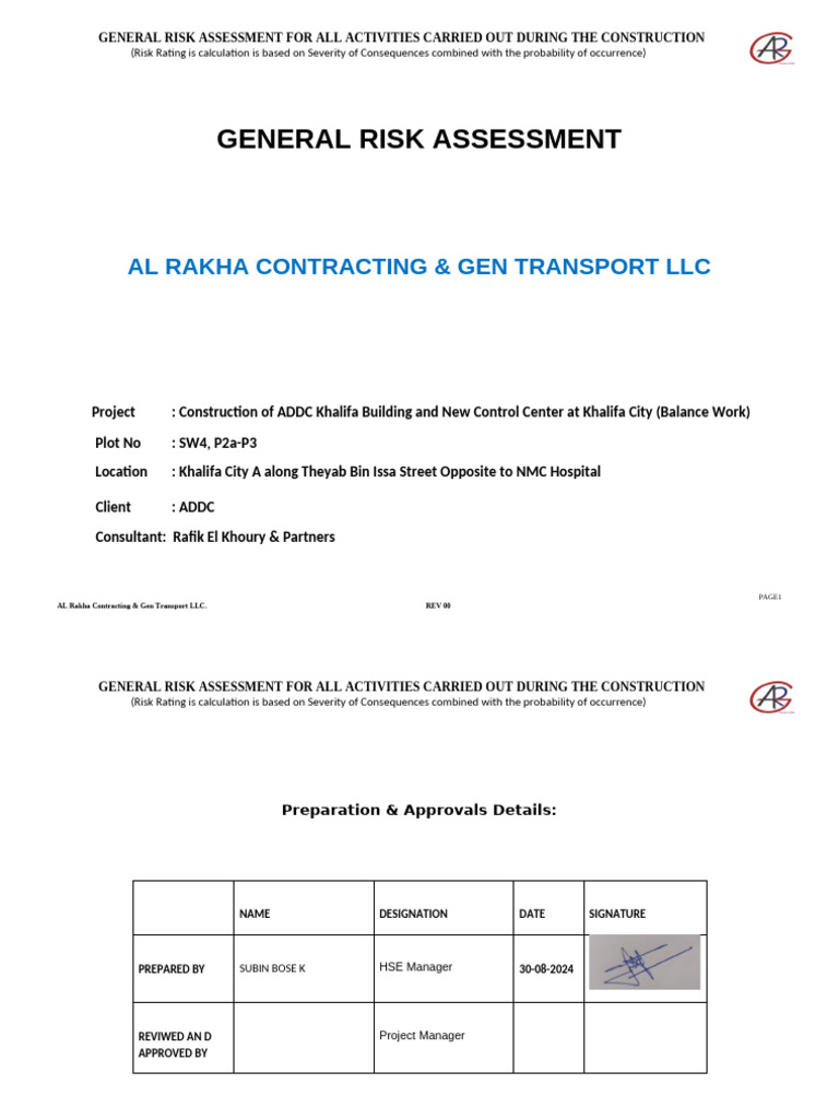 Risk Assessment for ADDC Construction | PDF | Risk | Personal ...