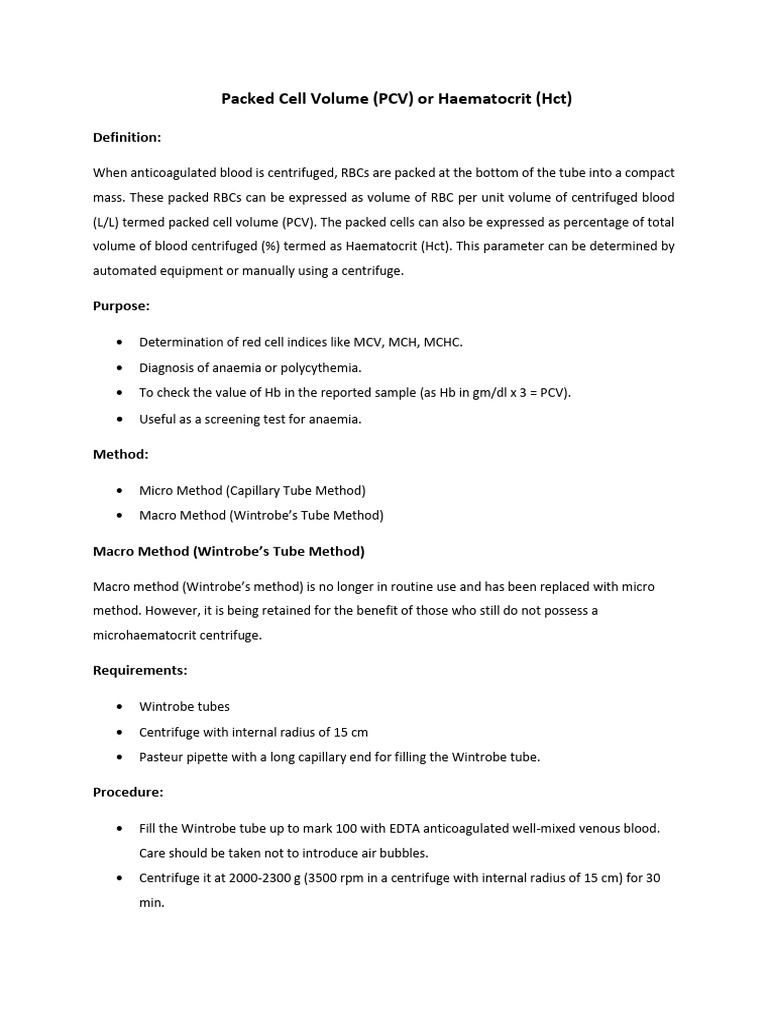 PCV, Esr, CBC | PDF