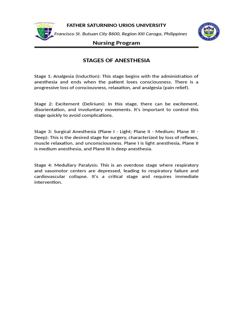 Stages Of Anesthesia Pdf