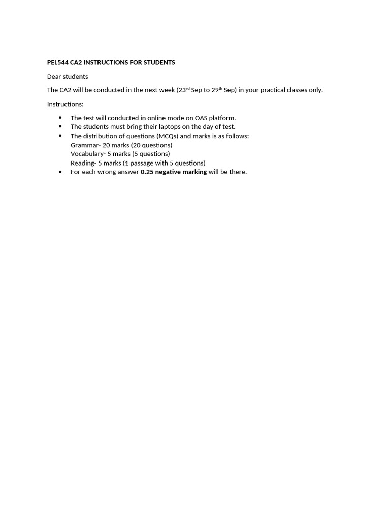 CA2 PEL544 Instructions | PDF