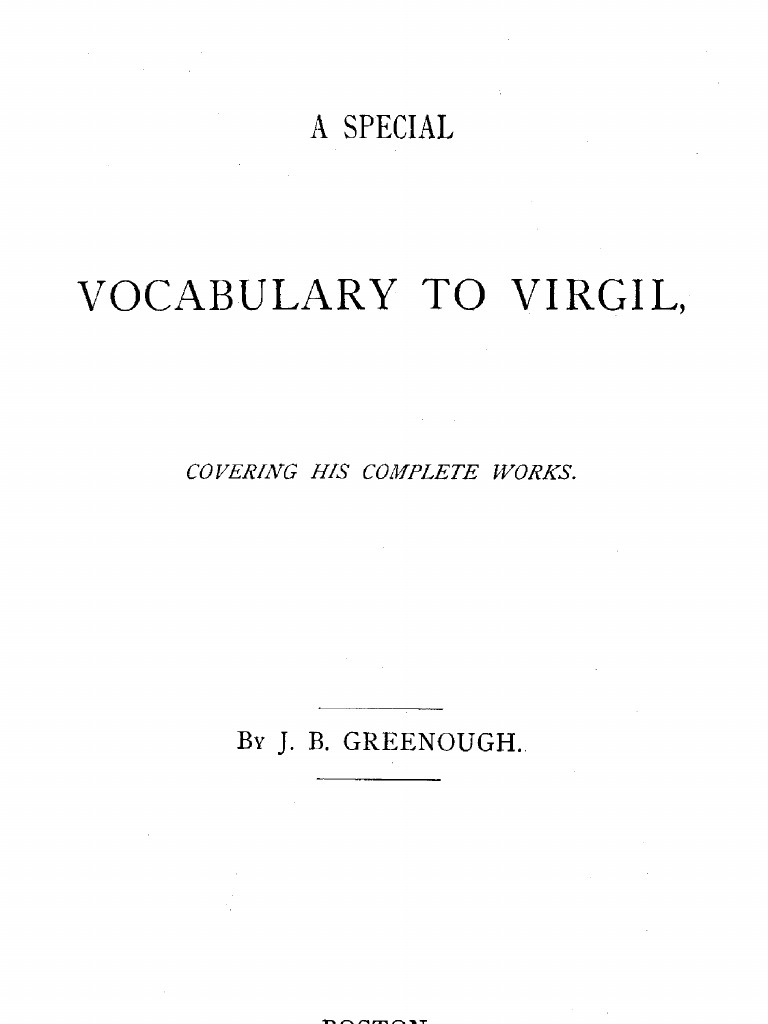 A Special Vocabulary to Virgil LatinEnglish dictionary, covering