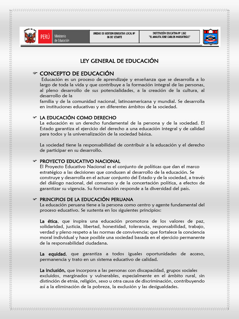 Ley General de Educación | PDF