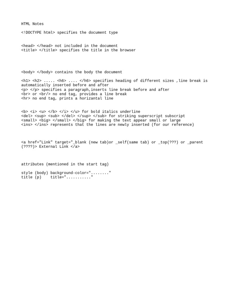 HTML Notes | PDF