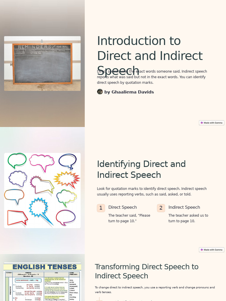 Direct and Indirect Speech Explained | PDF | Verb | Semantic Units