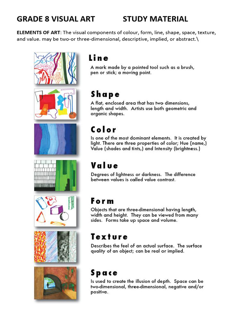 Grade 8 Visual Art Study Material | PDF